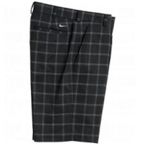 Nike Other - Nike Golf Black Plaid Flat Front Golf Shorts